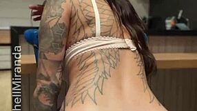 Tattooed Brazilian solo slut guides your handjob stroke by stroke!