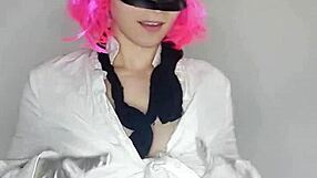 come get seduced by my huge natural tits while i fuck myself with dildo in kitty mask...
