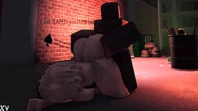 Bratty white femboy's shaved hole gangbanged deep by two monster black cocks in alley