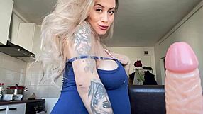 i love sucking my huge dildo close up with big tits