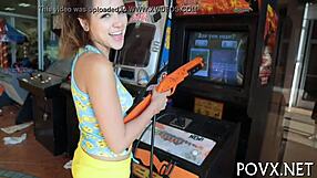 heart racing with zoe foxx's small tits slut sucking cock in rough pov fucking