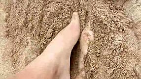 bare feet dig into warm sand for that ultimate sensory fetish thrill!