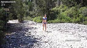 Mona Blue Fingers Tight Pussy on Public Beach Toilet