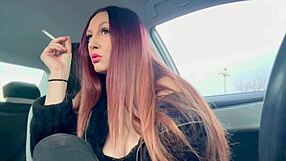 damn italian milf artemisia smokes cig flashing big tits nipples in car