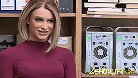 Emma bends over desk for bareback pounding by horny officer deep