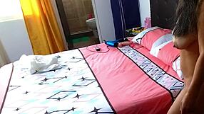 masseuse strips teasingly revealing her shaved pussy before close-up assfucking and gaping with monster cock