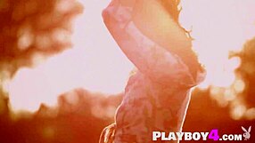 Anetta Keys Strips Outdoor Exposing Petite Milf Tits And Pussy