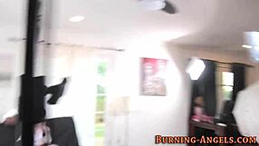 tattooed alternative babe striking poses behind the scenes