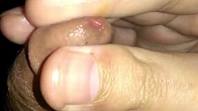 hot latino guy massages his swollen glans close up with oily hands solo session