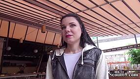 German teen Tata Lilashi's hairy pussy pounded in public scout fuck