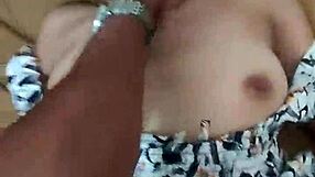 young wife in short dress cheats bending over for neighbor's hard doggystyle fuck