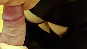 fit brunette gives slow deep blowjob perfect boobs then standing doggy pounding