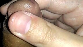 hot latino guy massages his swollen glans close up with oily hands solo session