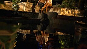 Cheetah tattoos ignite her lust as he pounds shaved cunt doggystyle outdoors