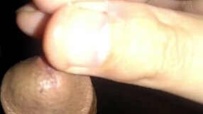 hot latino guy massages his swollen glans close up with oily hands solo session