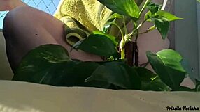 Naked Plant Watering On Balcony For All Eyes Part 02!