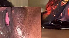 Ebony pussy eaten closeup till squirting wet moans