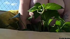 Naked Plant Watering On Balcony For All Eyes Part 02!