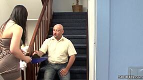 Stepdad fucks young teen hard while mom works spying on hidden cam