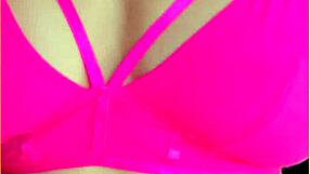 wifey flaunts perfect tits in hot pink lingerie homemade