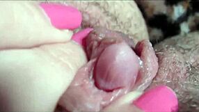 Detailed close-up view of amateur's big clit orgasm in homemade pussy footage