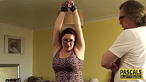 bound chubby redhead milf submits to hardcore fingering and fucking