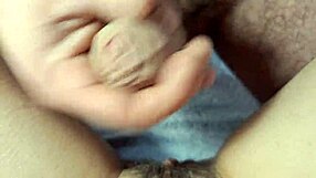 He strokes hard twice shooting thick cum all over her wild hairy milf pussy