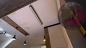 Redhead wife models new white miniskirt and pink panties before stripping