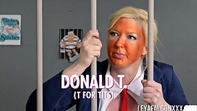 Blonde leya falcon gapes wide in make america gape