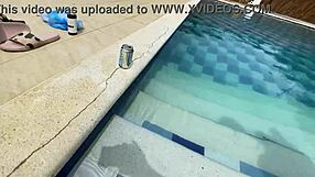 Naughty Redhead Andy Rose Licks Ass Rides Big Cock Poolside Gaping!