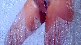 college tanned latina teen showers in bikini fingering her horny pussy