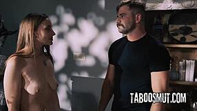 Lesbian roommates join brunette babe for rough threesome pussy licking riding