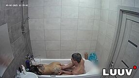 Girlfriend's shave help turns into hot bathroom flashing and sensual tit play