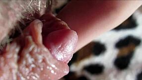 Detailed close-up view of amateur's big clit orgasm in homemade pussy footage