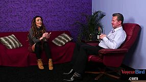 Big Tit British Voyeur Fingers Shaved Pussy for Wanker