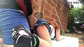 Fucking Her Tight Ass with a Pulsing Sex Toy Outdoors