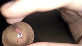hot latino guy massages his swollen glans close up with oily hands solo session