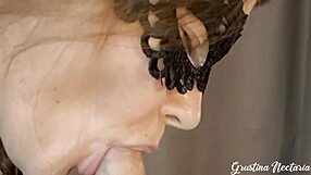 Skinny Brunette Sucks Big Cock Slowly For Powerful Cumshot Close-Up