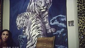 Brunette babe with glasses rides Italian pound machine backstage in debut