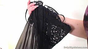 Terri Sweet's Huge Natural Tits Bounce as She Strips and Teases Plump Curves