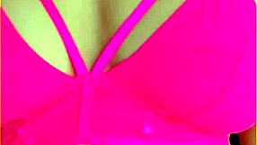 wifey flaunts perfect tits in hot pink lingerie homemade