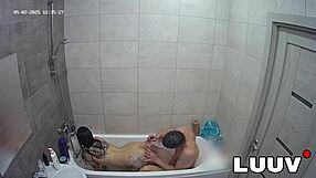 Girlfriend's shave help turns into hot bathroom flashing and sensual tit play