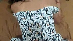 young wife in short dress cheats bending over for neighbor's hard doggystyle fuck