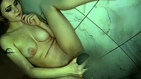 tattooed blonde adalind gray teases toy deep in wet shower