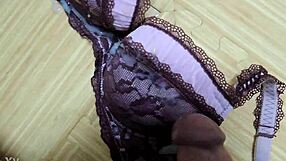Step Sis Pink Bra Cumshot in Black Lingerie!