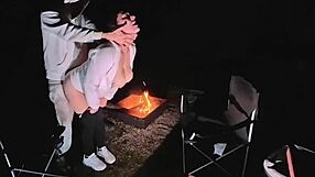 Wife bends over big ass for sneaky doggystyle pounding at public campsite