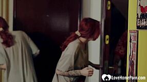 hot redhead stepmom's juicy wet pussy ripped pounded rough hardcore bedroom