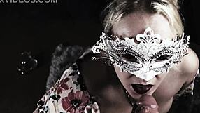 busty milf strips man for cfnm blowjob facial on natural big tits