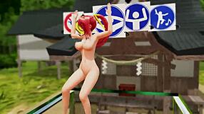 Naked Big Tits Girl Bounces Ass Outdoors in Public Dance