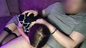 WOW, HOT STOCKING HOTTIE SUCKS MY COCK DRY!